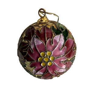 Vintage Cloisonne Floral Christmas Ornament 2.5" Tall